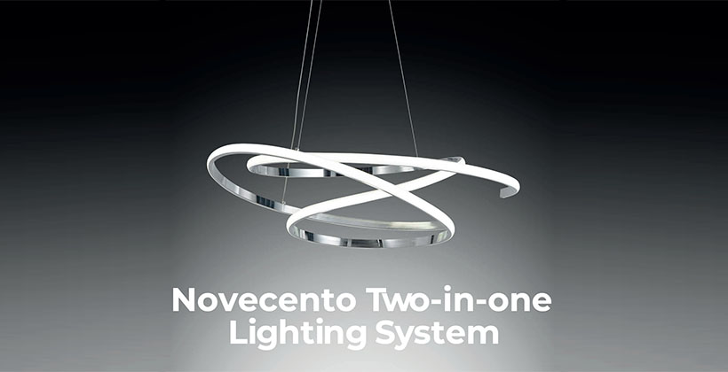 Moderna e versatile lampada LED, due in uno, per Novecento