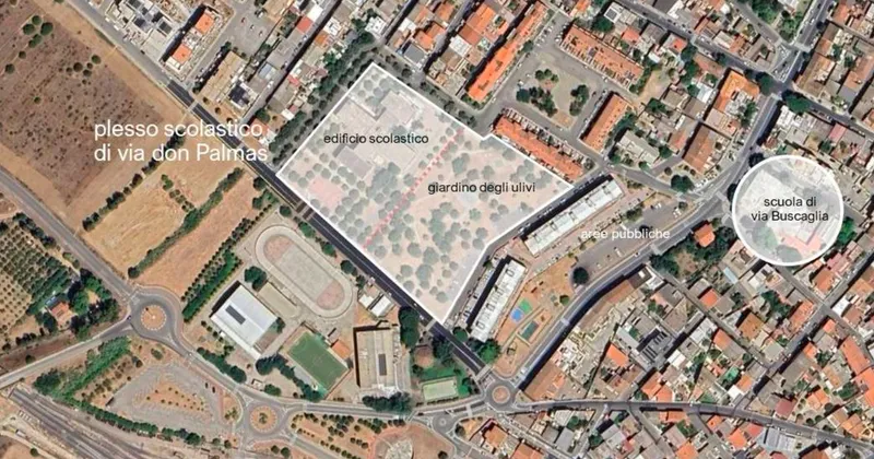 Un'edificio scolastico da riqualificare a Elmas, in provincia di Cagliari
