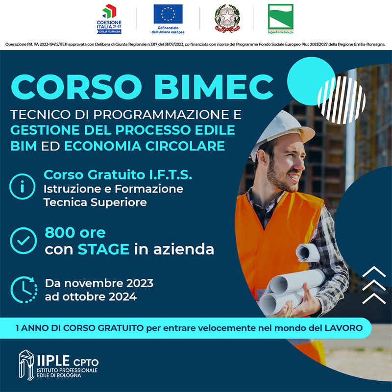IFTS - Tecnico di programmazione e gestione del processo edile BIM ed economia circolare