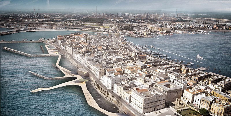 Nuovo waterfront per Taranto, cerniera tra porto e centro storico per «una città creativa lungo i margini d'acqua»
