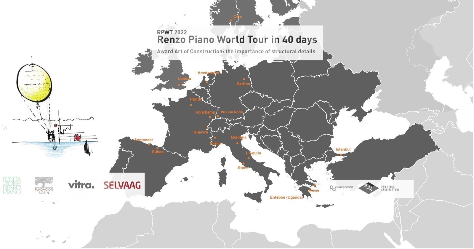 Renzo Piano World Tour 2022: inizia il viaggio in 40 giorni tra le architetture del RPBW e dei grandi maestri