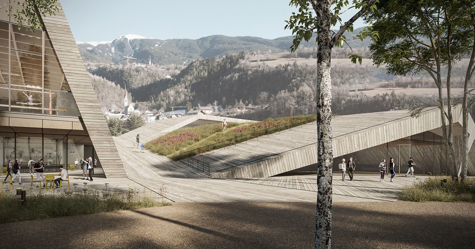 L'architettura-paesaggio di MoDus Architects per il parco sportivo a Bressanone (Bz)